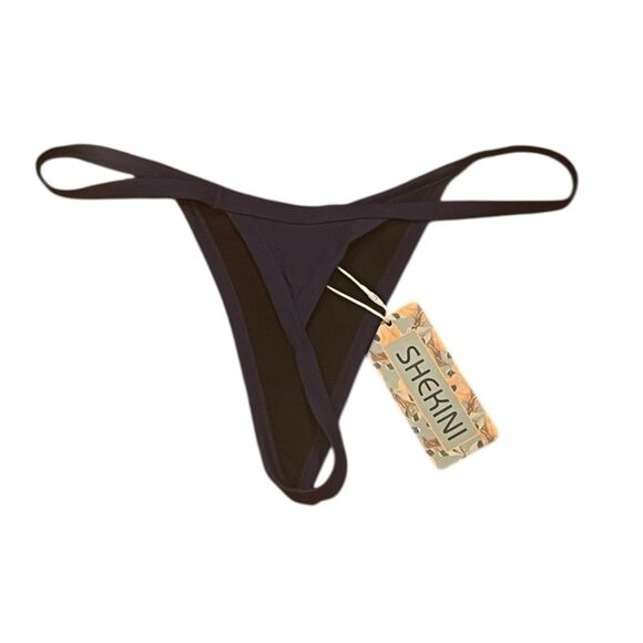 Shekini Navy Blue Swimwear Thong Bottoms, Size M, NWT - Picture 2 of 4